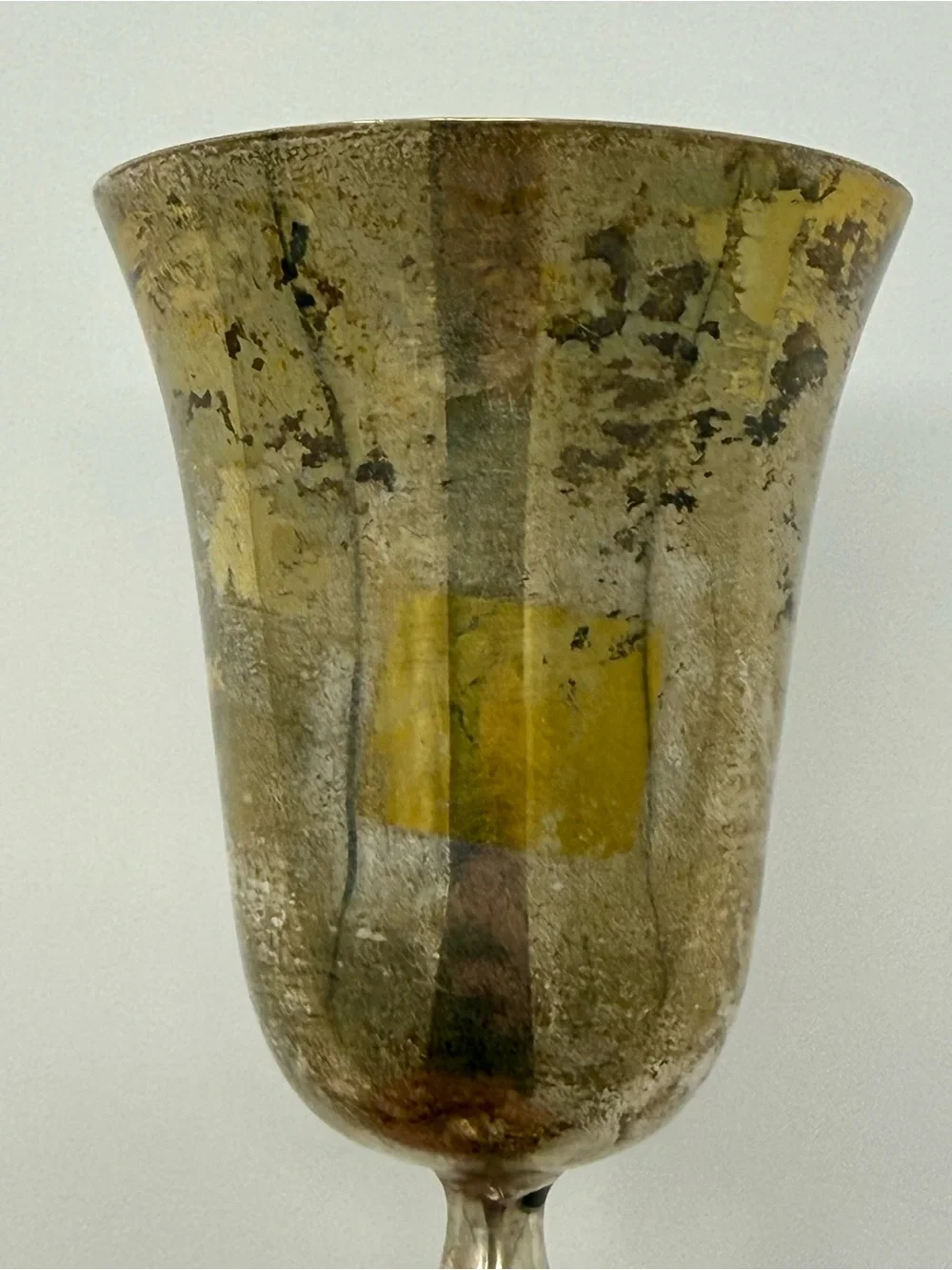 Vintage Set of 4 Silver - Plated Brass Goblets Chalices – Made in India – Patina